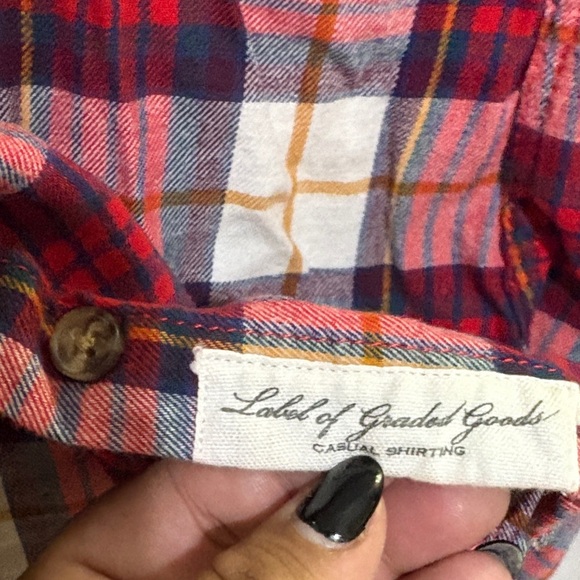 H&M L.O.G.G Crew Red and White Plaid Button Down Shirt, size 6 with - Picture 4 of 9